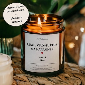 Bougie personnalisée demande marraine, cadeau parrain marraine, veux-tu être ma marraine, bougies annonce grossesse grand parents famille