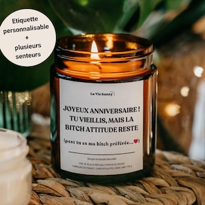 Bougie personnalisée anniversaire humor, cadeau amies bougies, cadeaux meilleure amie 20 30 40 50 60 ans, idée cadeau femme pour elle