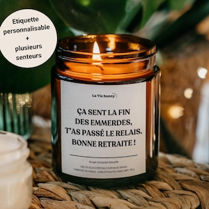 Bougie personnalisée cadeau retraite, départ collègue, nouvelle vie, retraite homme femme entreprise, cadeaux personnalisés humour retraitée