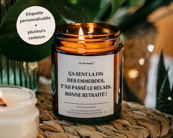 Bougie personnalisée cadeau retraite, départ collègue, nouvelle vie, retraite homme femme entreprise, cadeaux personnalisés humour retraitée