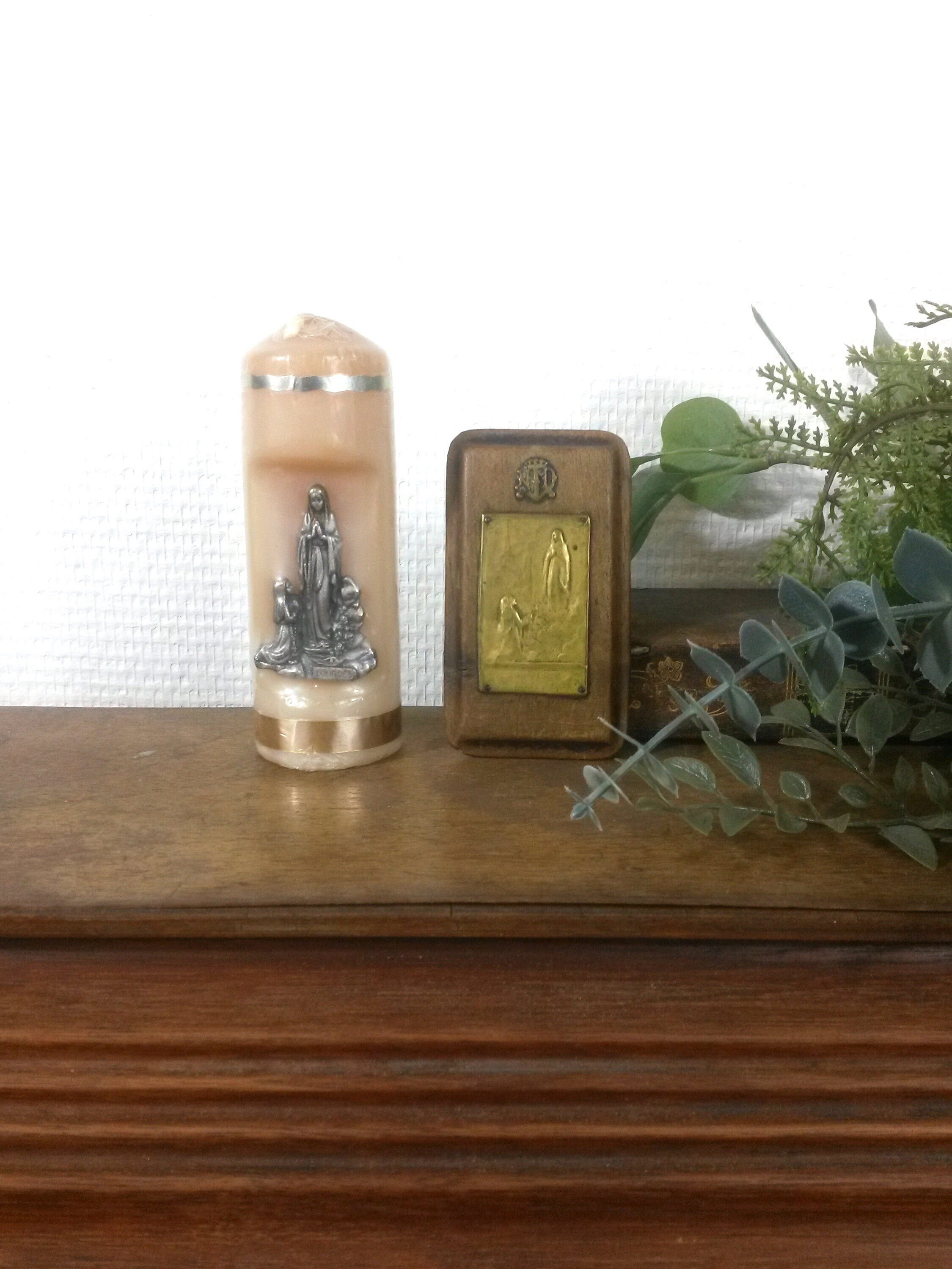 Bougie de Lourdes Non-Utilisée - Bougie d'autel de Dévotion &image Sainte Dévotionnelle France Icône