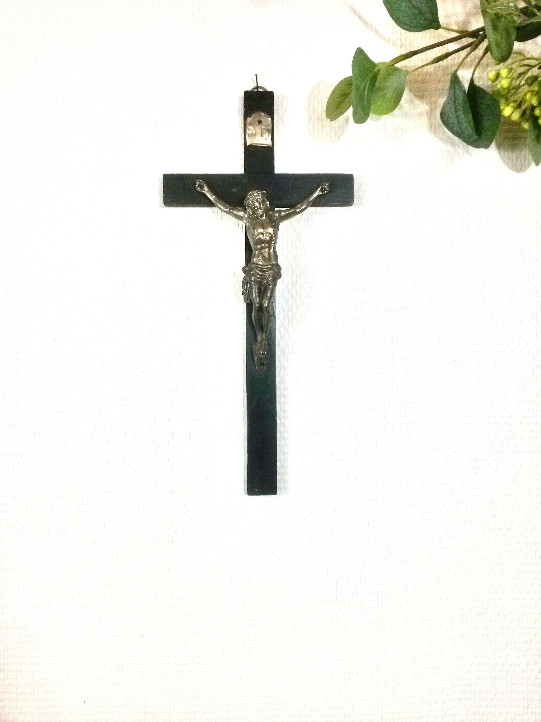 Crucifix Antique à Mur Noir de 12, 2 Po - Humble Croix Noire Décor Crucifixion Crucifix Mural França
