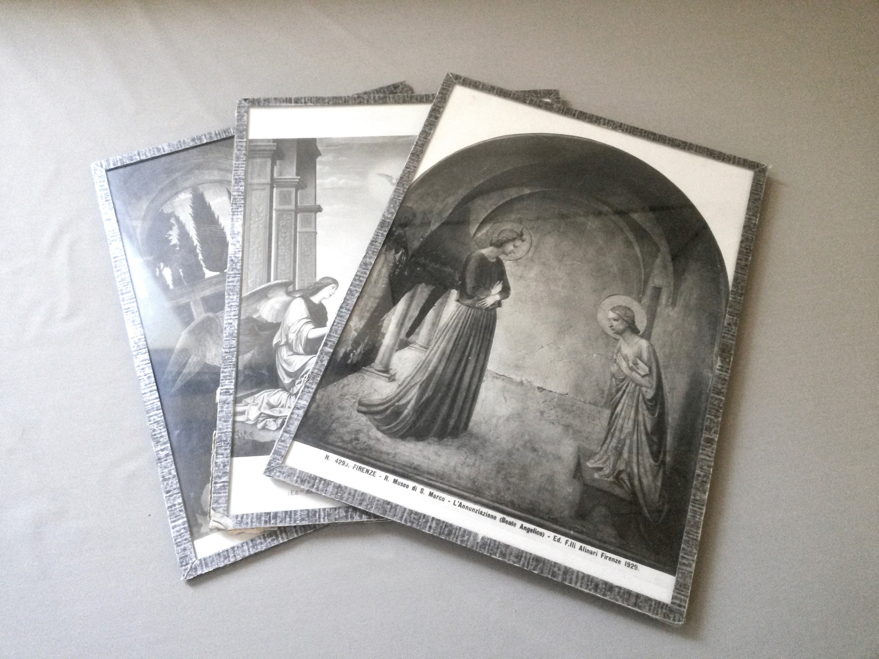 L'annonciation - Ensemble de 3 Estampes L'annonciation Art Catholique Italien Estampes Murales Noire