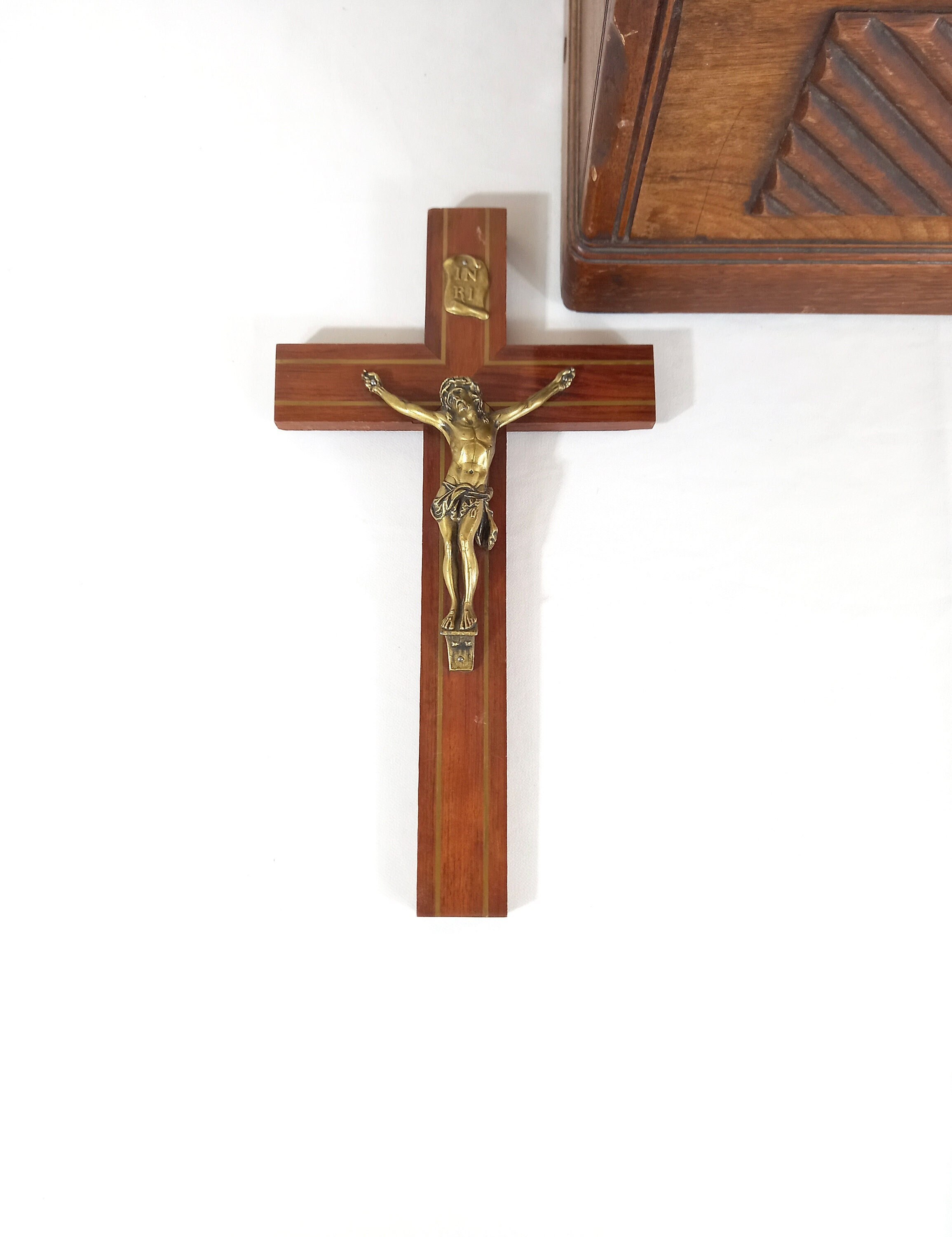 Croix de Crucifixion 9, 9 - Inri Crucifix Du Milieu Siècle Accrochage Religieux Jesus Gift France