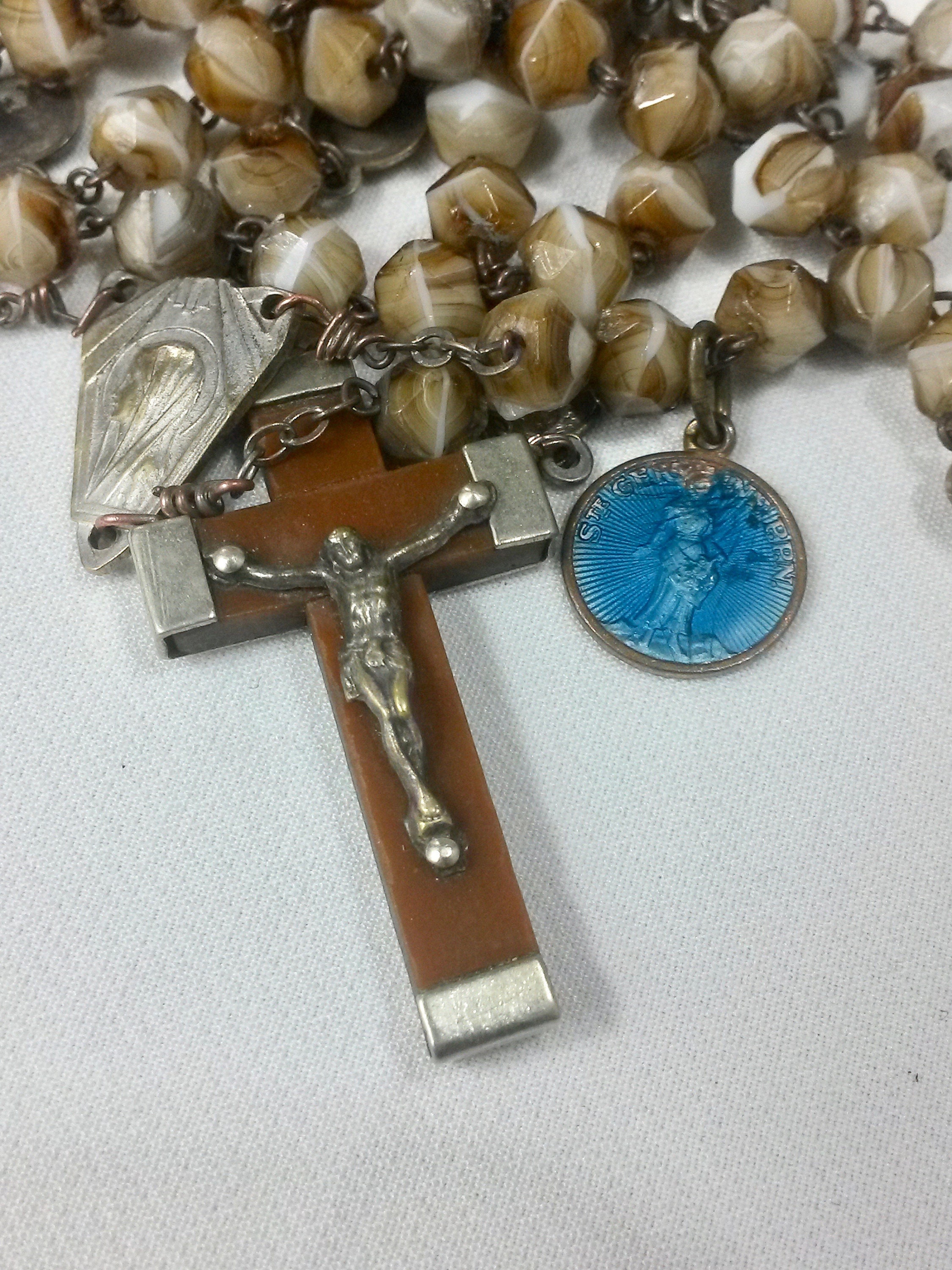 Français 17, 7 Chapelet Notre Père Médaillons - Médaillon Antique Rosaire France Perles de Prière Im