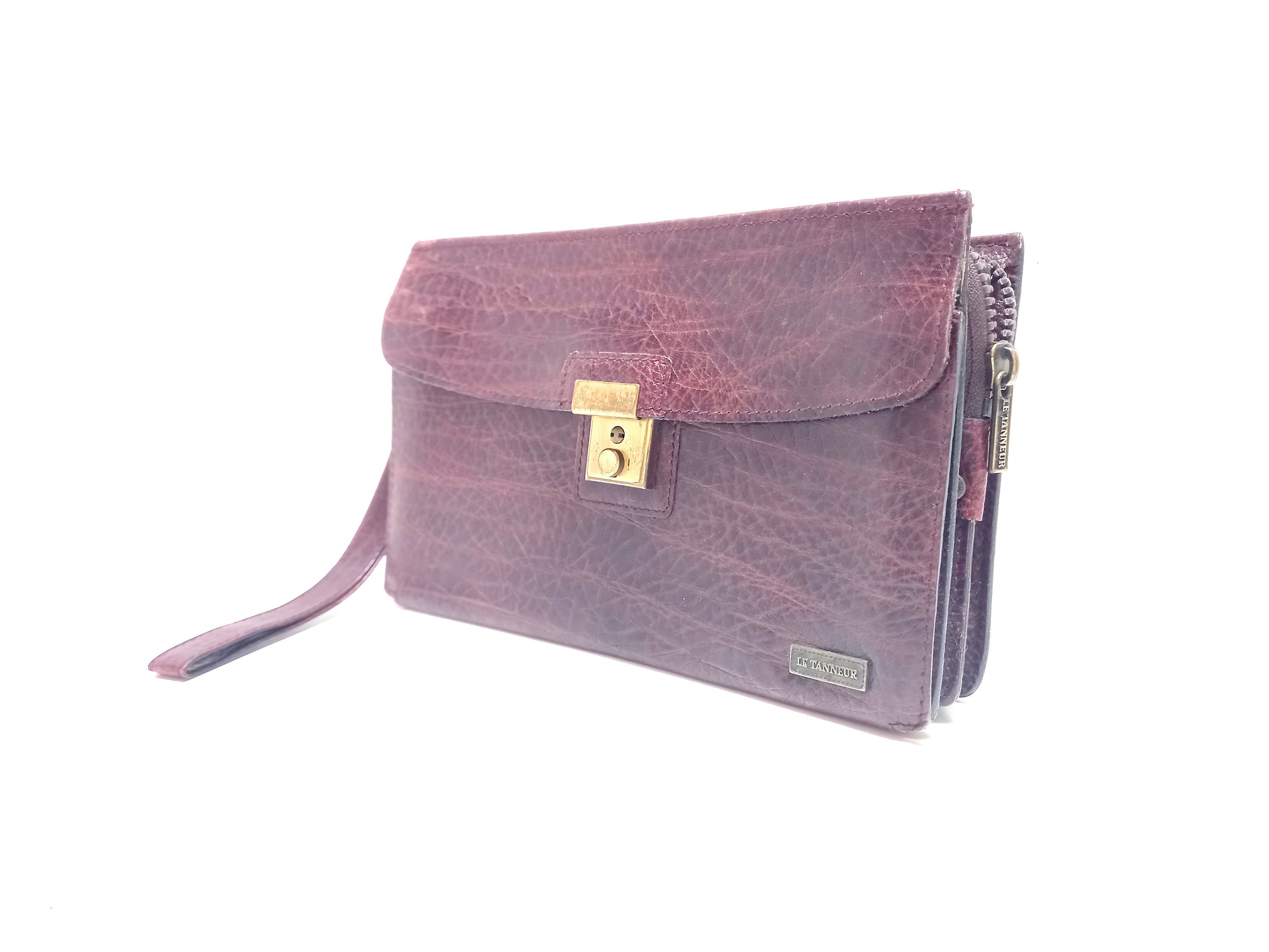 Le Tanneur Embrague de cuero vintage para hombre Bolso de moda