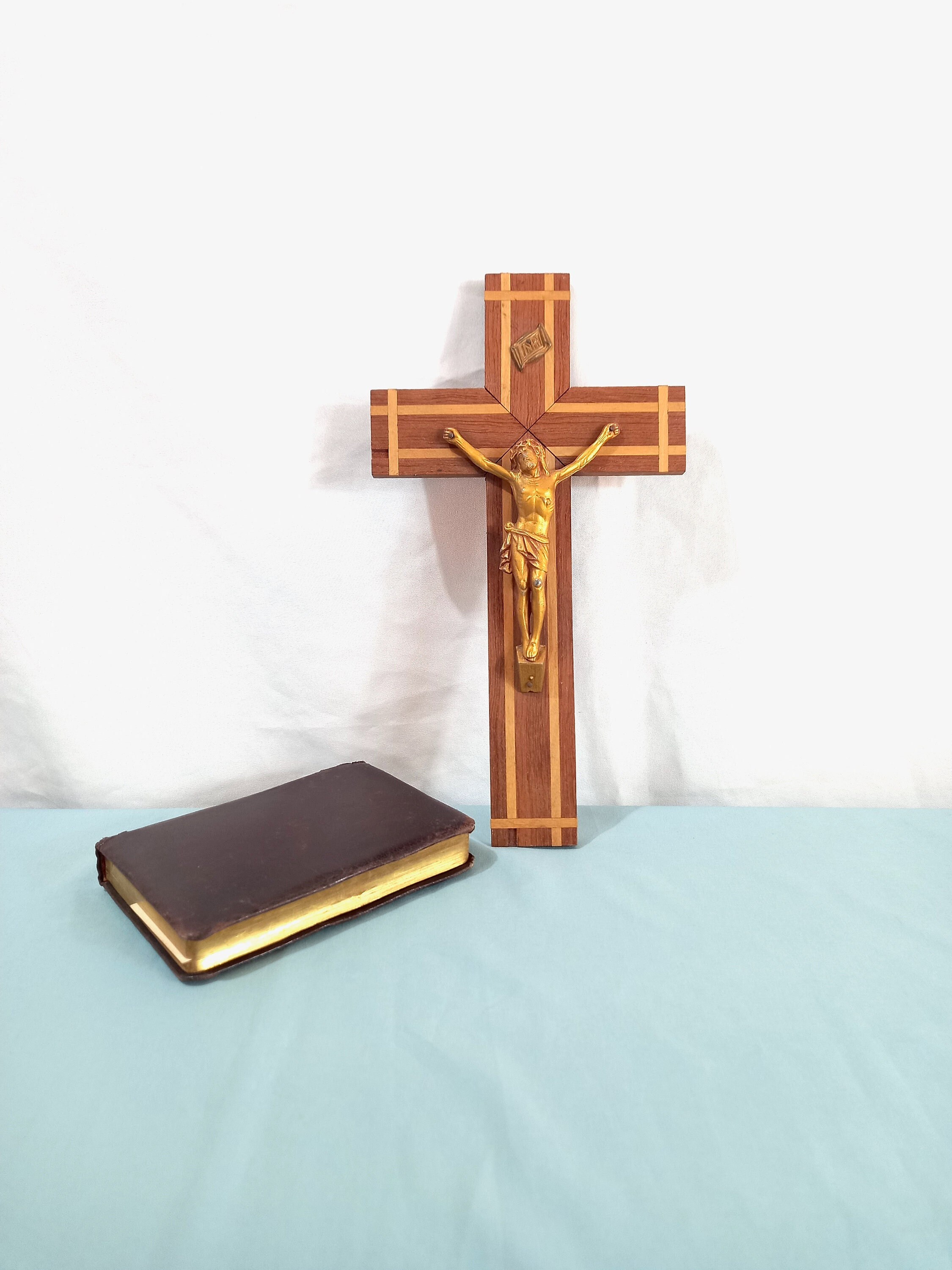 Humble Croix de Crucifixion 12 - Inri Crucifix Milieu Du Siècle Accrochage Mural Religieux Simple