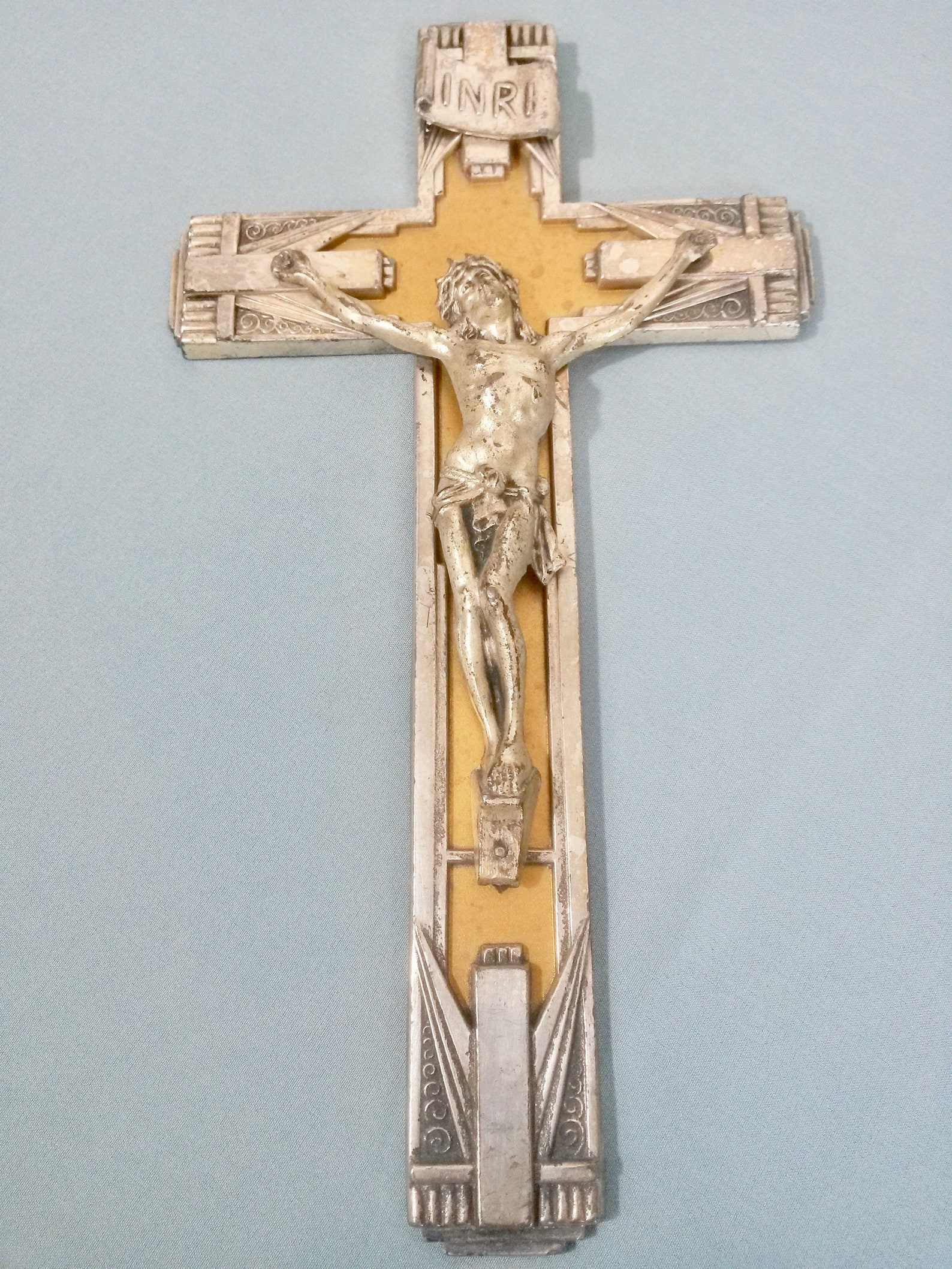 2 Metal Artdeco Crucifixes for Wall Imperfect Crucifixes Etsy