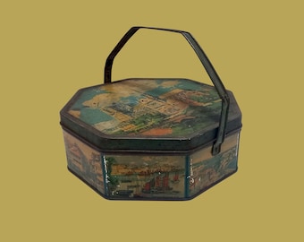 アンティークフレンチビスケット缶 - 素朴な収納ボックス2個セット