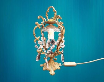 Mooie glazen tafellamp - uniek glaslicht Frankrijk - mooie binnenverlichting - kleine decoratieve lamp