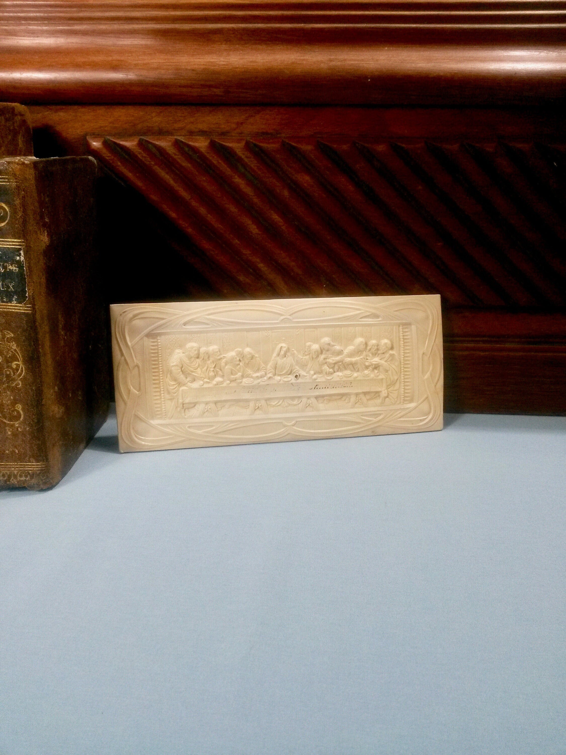 Petite Tenture Murale de La Cène - Art Catholique Du Début Siècle La Jésus et Les Disciples Dévotion