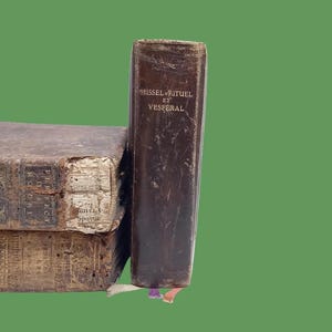 Leather-bound French Missel & Vespers - Leatherbound Hardback Missal 1951 - Religious Study - Catholic Library - Prayer Book