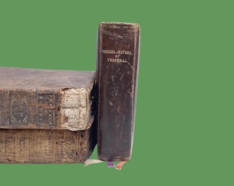 Leather-bound French Missel & Vespers - Leatherbound Hardback Missal 1951 - Religious Study - Catholic Library - Prayer Book