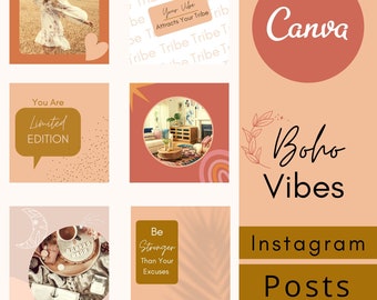 Instagram Post Templates Canva, Creative Posts, BoHo Style Templates, Canva Templates, Editable Instagram Templates, Boss Babe