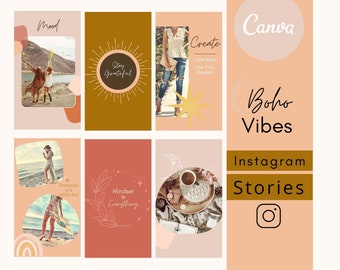 Instagram Story Templates Canva, Creative IG Stories, BoHo Style Templates, Canva Templates, Editable Instagram Templates, Boss Babe