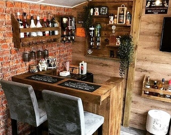 Garden Bar Set: Indoor Outdoor Home Bar with Shelves