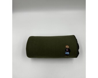 Polo Ralph Lauren Fleece Throw Blanket Embroidered Polo Bear with American Flag