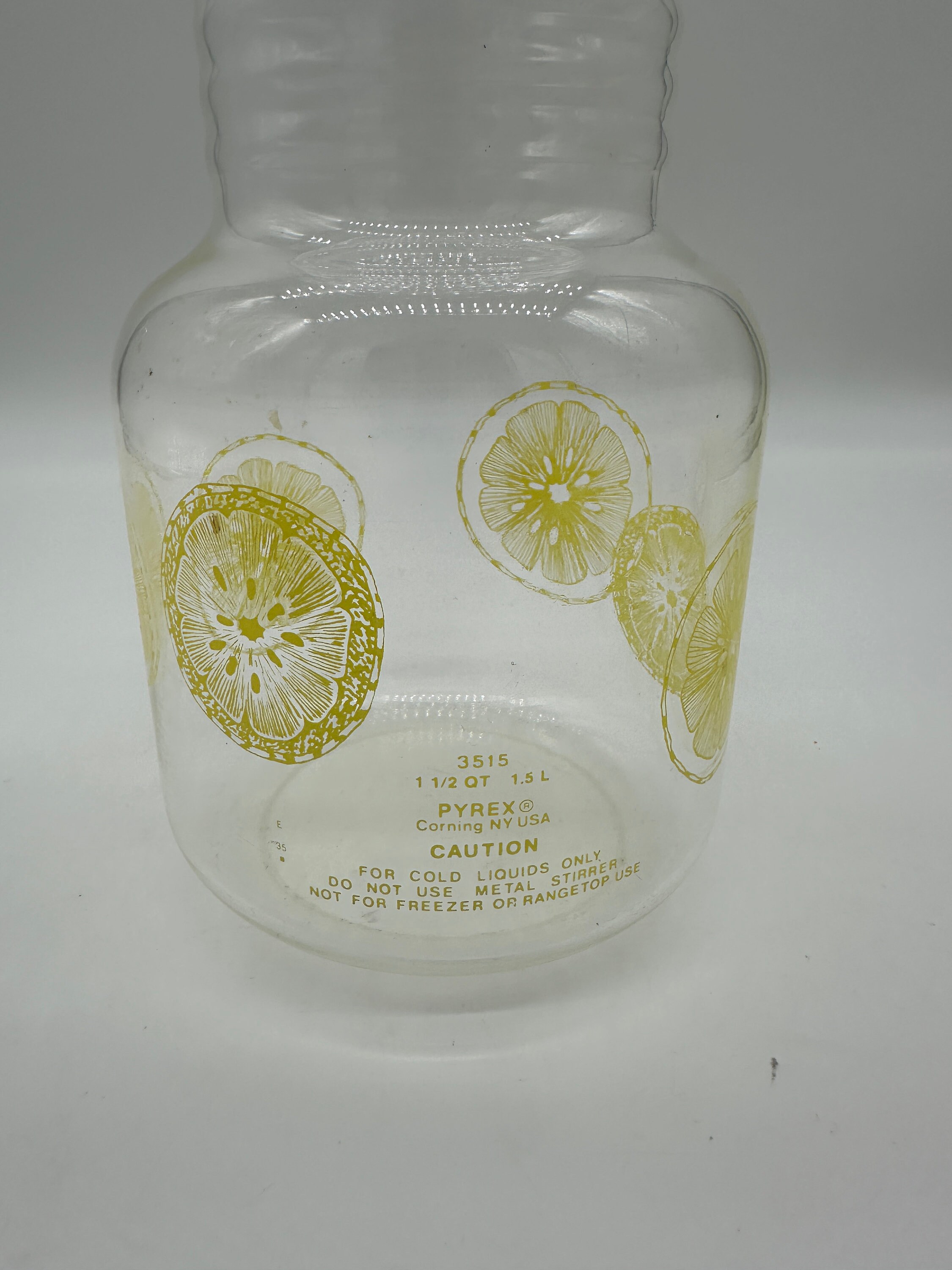 Pyrex Pitcher W/ Lemons 1 1/2 Qt/ 1.5 L Vintage Pitcher Missing Cap - Etsy