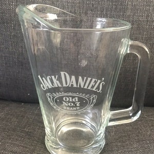 Jack Daniels Old Number 7 Brand Glass Pitcher with handle. Vintage item. Mexico