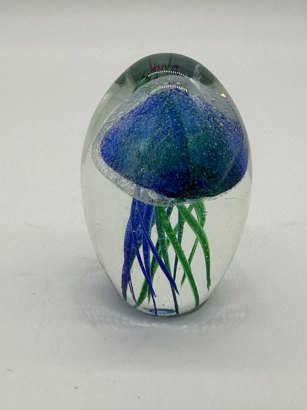 Art Glass Jelly Fish Paperweight Glows in the Dark 3” Polished Bottom ...