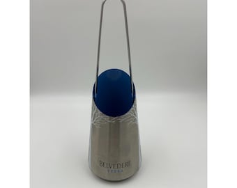 Belvedere Vodka Stainless Steel Ice Bucket w/ Tong Set Tree Design Silver EUC
