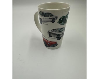 Kent Pottery Mug Jaguar Expo Vintage Cars On Mug w/ Handle EUC
