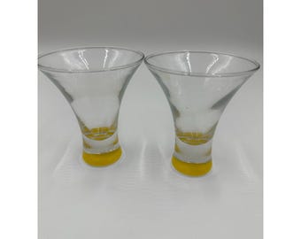 Bacardi Limon Fluted Bar Cocktail Glasses Yellow Base Martini Style Set of Two