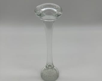 Murano Glass Bullicante Bud Vase 5” Clear Heavy Glass Art Glass Italy
