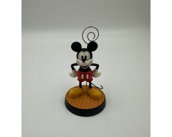 Disney Mickey Mouse Photo Clip Frame Figurine Spiral Photo Holder Vintage