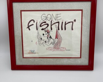 Disney Original Art Drawing Goofy Framed Drawing Signed 17.5" x 15" Vintage