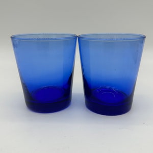 Luminarc Arcoroc Cobalt Blue Drinking Glasses Weighted Bottom Set of 2 - Made in France