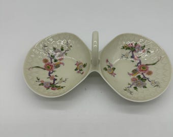 Bernadaud Limoge France Double Serving Dish w/ Handle Pheasants VTG