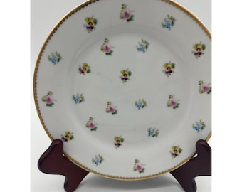 I. Godinger & Company 8 Rosebud Dessert Plate Gold Trim EUC