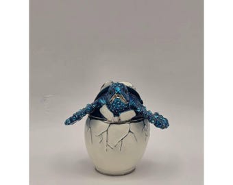 Turtle Trinket Box Enameled Baby Turtle Hatching Magnetic Clip Mini Trinket Box