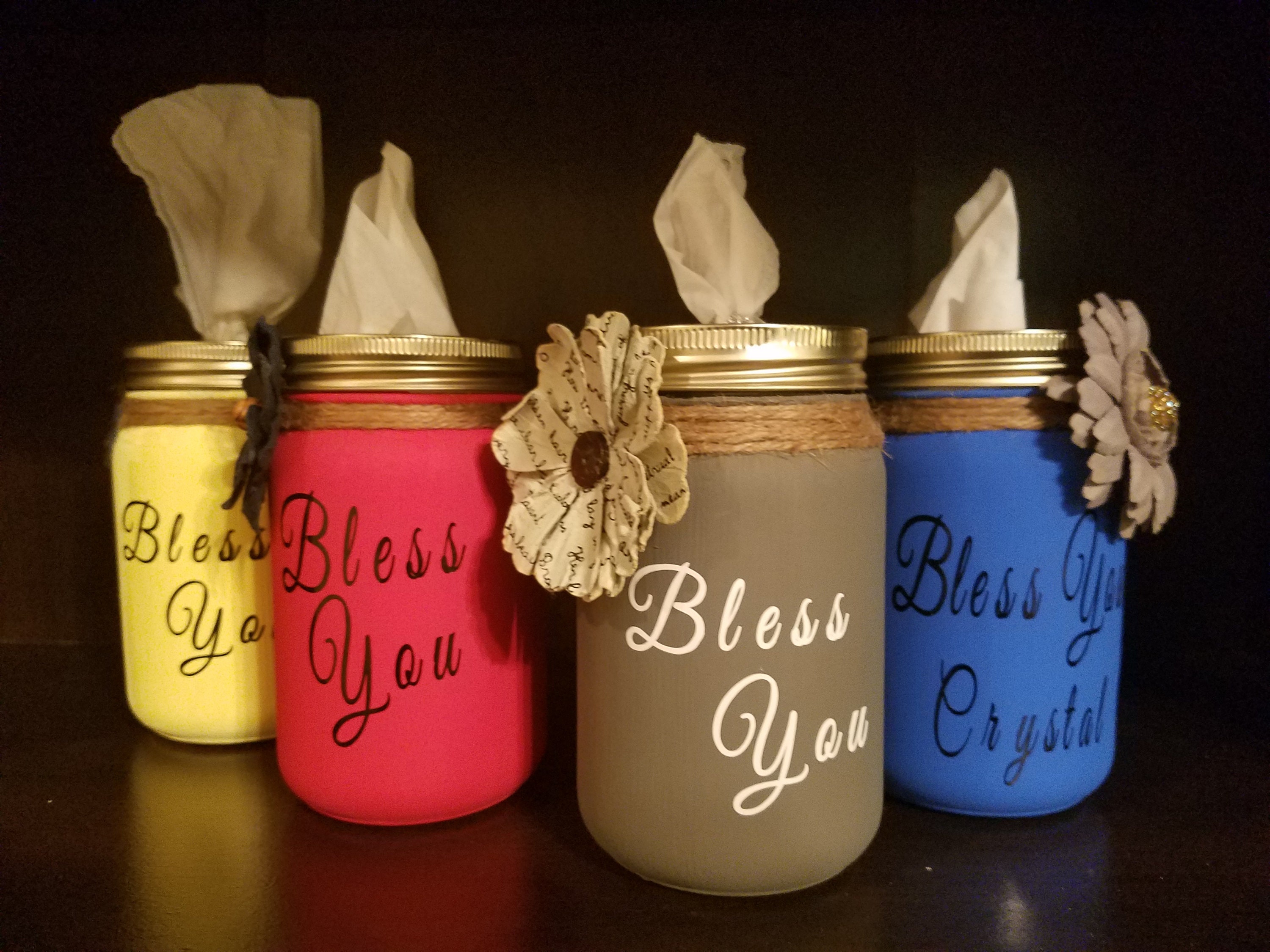 Mason Jar Tissue Holders Bless You & God Bless You Sayings Etsy