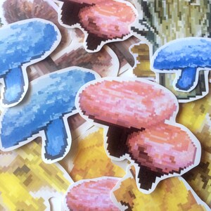 Adesivi pixel funghi - set 2