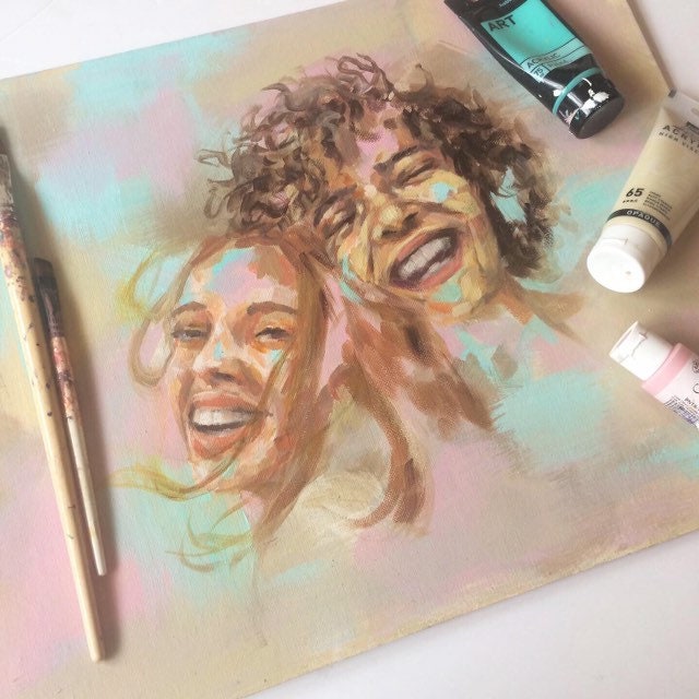 Laughing Women Original Acrylic Portrait Print - Etsy