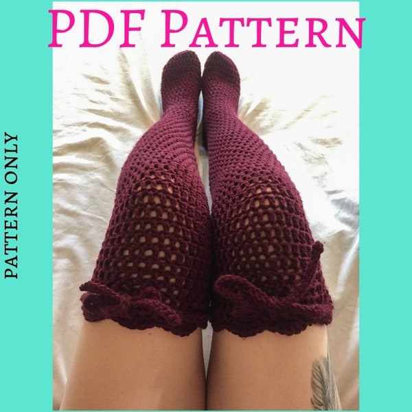 Pattern: Coz-E Over the Knee Crochet Stocking PDF Pattern, Crochet pattern, Stocking pattern, Crochet stocking pattern, Crochet sock pattern