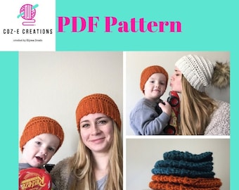 Pattern: The Hezzy Beanie, Crochet Beanie pattern with all sizes, adult beanie, boy beanie pattern, Crochet Pattern, unisex beanie pattern