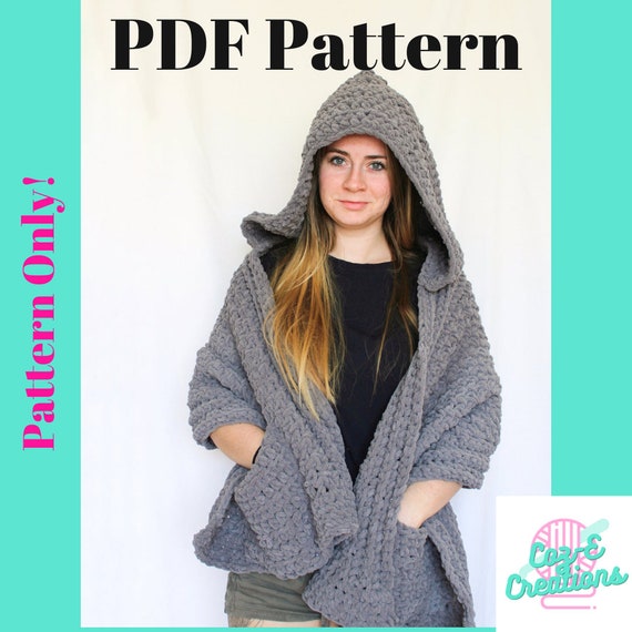 Pattern: Charleston Hooded Shawl Crochet Pattern Hooded | Etsy