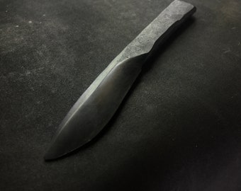 Le Black & White, Couteau brut sans manche d'artisanat Français forgé à l'ancienne, Original, Unique, Artistique