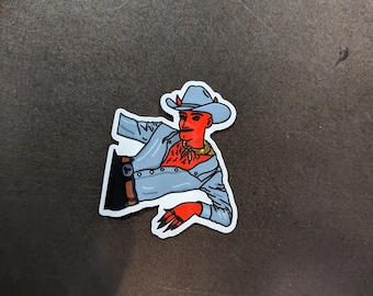 Cowboy devil campy demon sticker