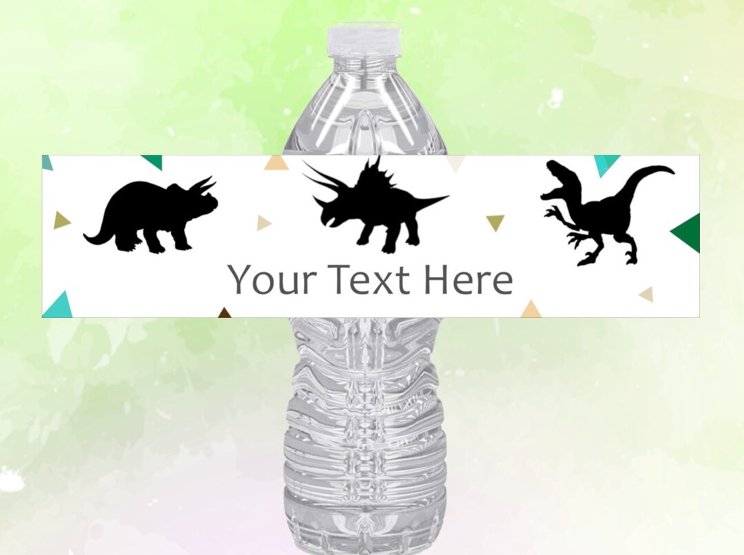 Dinosaur Water Bottle Label - Editable PDF - Printable Instant Download ...