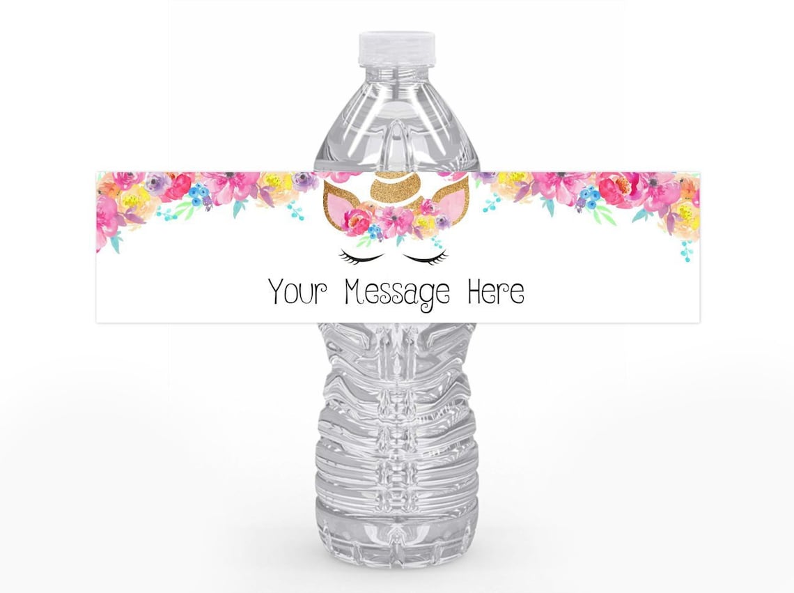 Unicorn Water Bottle Label Printable PDF Editable Instant Etsy Denmark