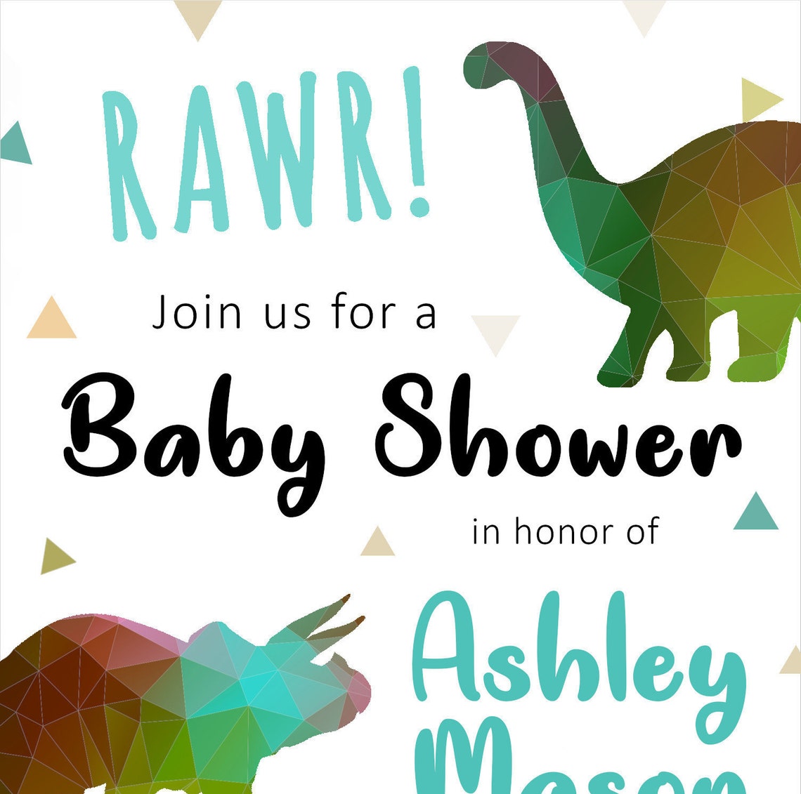 Dinosaur Baby Shower Invitation Instant Download Printable Inviation