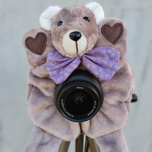 Plush Camera Toy Bear Shutter Hugger with Squeakers