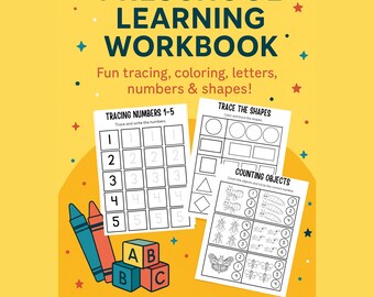 Preschool Lernarbeitsbuch zum Ausdrucken | Buchstaben & Zahlen, Ausmalseiten zum Ausdrucken für Kinder im Alter von 3–5, zum sofortigen Download, zu Hause lernen