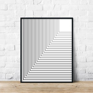 Líneas, Impresión minimalista, Blanco y negro, Arte digital, DESCARGA INSTANTÁNEA, Arte abstracto, Arte moderno, Arte simplista, Impresiones de línea, Arte mural