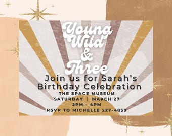 Junge Wilde & drei Geburtstag einladen | 3 Jahre | Sofortige Canva Vorlage | Digitaler Download | Bearbeitbare Party einladen Geburtstagsparty-Einladung