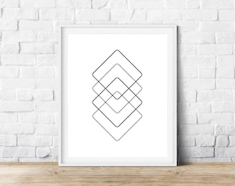 Geometrischer Druck, Minimalistischer Druck, Schwarz-Weiß, Digitale Kunst, SOFORTIGER DOWNLOAD
